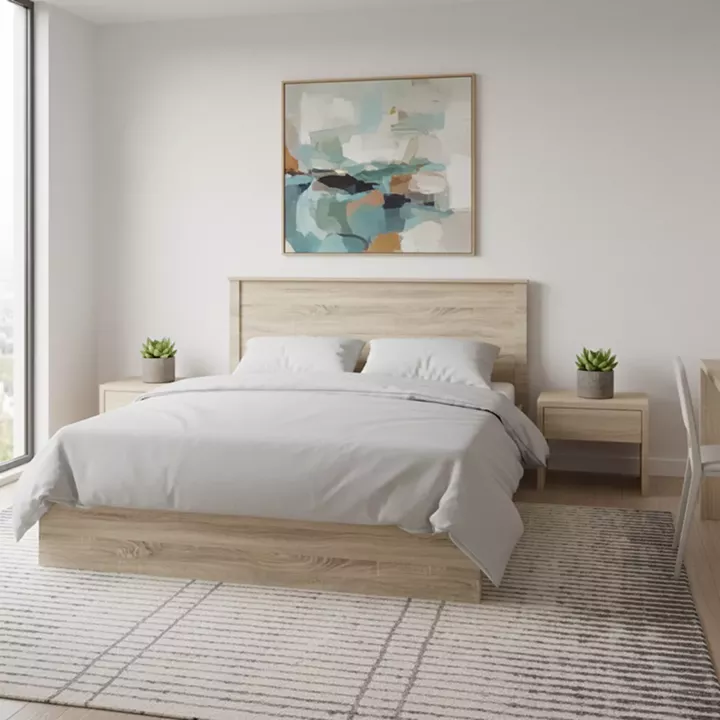 Κρεβάτι Athos pakoworld σε sonoma απόχρωση 160x200εκ