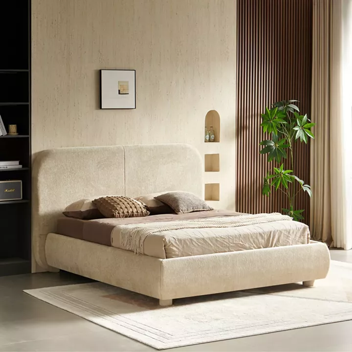 Bed Salena pakoworld beige fabric 160x200cm