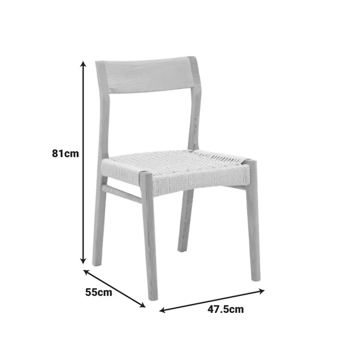 Chair Karlinda pakoworld natural beech wood-natural color rope 47.5x55x81cm