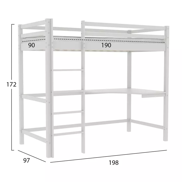 ΚΟΥΚΕΤΑ ΠΑΙΔΙΚΗ ΜΕ ΓΡΑΦΕΙΟ AKRON HM21311.01 ΞΥΛΟ ΠΕΥΚΟΥ ΛΕΥΚΟ--ME ΣΤΡΩΜΑ 90x190εκ