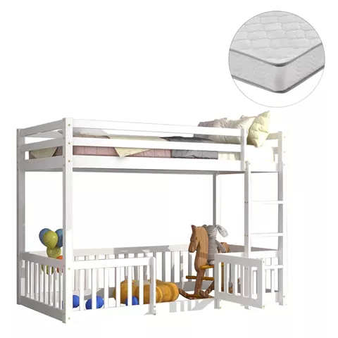 ΚΟΥΚΕΤΑ ΠΑΙΔΙΚΗ ΜΕ ΠΑΡΚΑΚΙ PLAYKID HM21312.01 ΞΥΛΟ ΠΕΥΚΟΥ ΛΕΥΚΟ--ME ΣΤΡΩΜΑ 90x190εκ