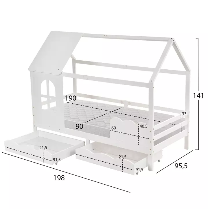 ΚΡΕΒΑΤΙ ΠΑΙΔΙΚΟ ΜΕ ΣΤΡΩΜΑ DOMER HM21319 ΞΥΛΟ ΠΕΥΚΟΥ ΣΕ ΛΕΥΚΟ--ΣΤΡΩΜΑ 90x190εκ