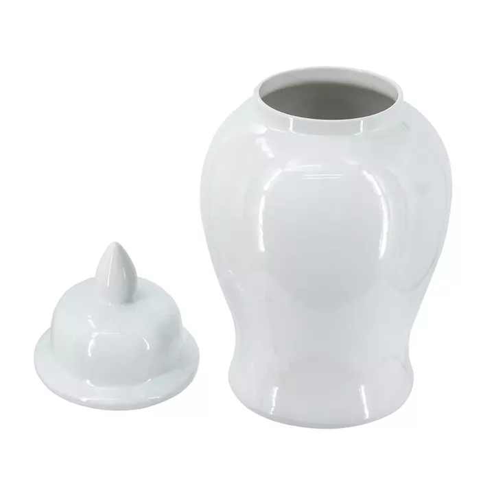 Artekko Melania Λευκό Κεραμικό Διακοσμητικό Δοχείο Βάζο με Καπάκι (24x24x48)cm