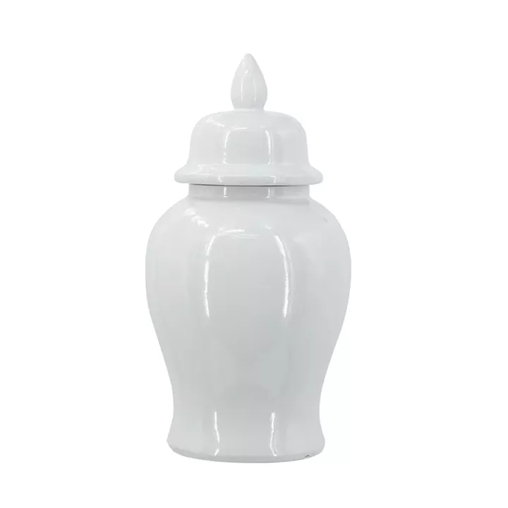 Artekko Melania Λευκό Κεραμικό Διακοσμητικό Δοχείο Βάζο με Καπάκι (24x24x48)cm