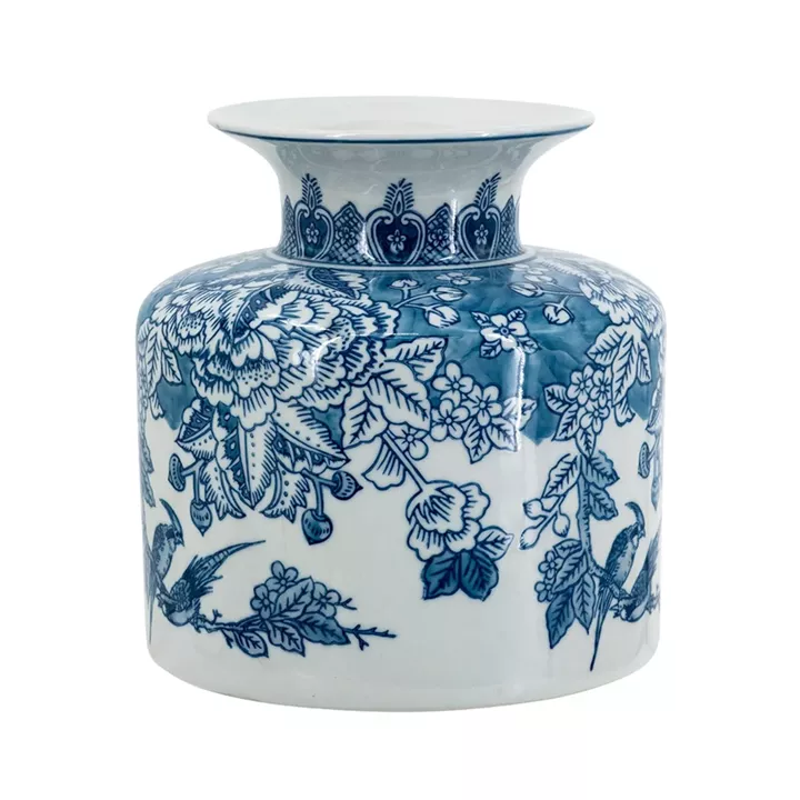 Artekko Melania Διακοσμητικό Βάζο Πορσελάνης σε Άσπρο με Μπλε (20x20x21)cm