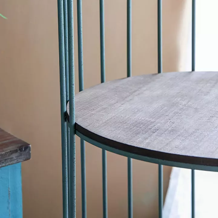 Artekko Birdcage Ραφιέρα Κλουβί με 3 Ξύλινα MDF Ράφια και Μεταλλικό Σκελετό σε Πράσινη Πατίνα (66x61x169)