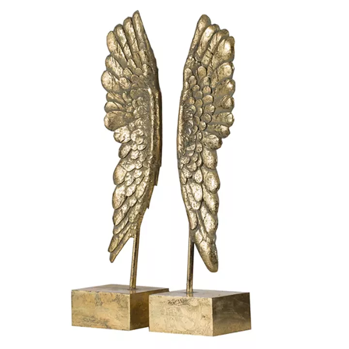 Artekko Wing Βιβλιοστάτες Φτερά Ρητίνη Χρυσά (25.2x10.4x51.5)cm Σετ/2