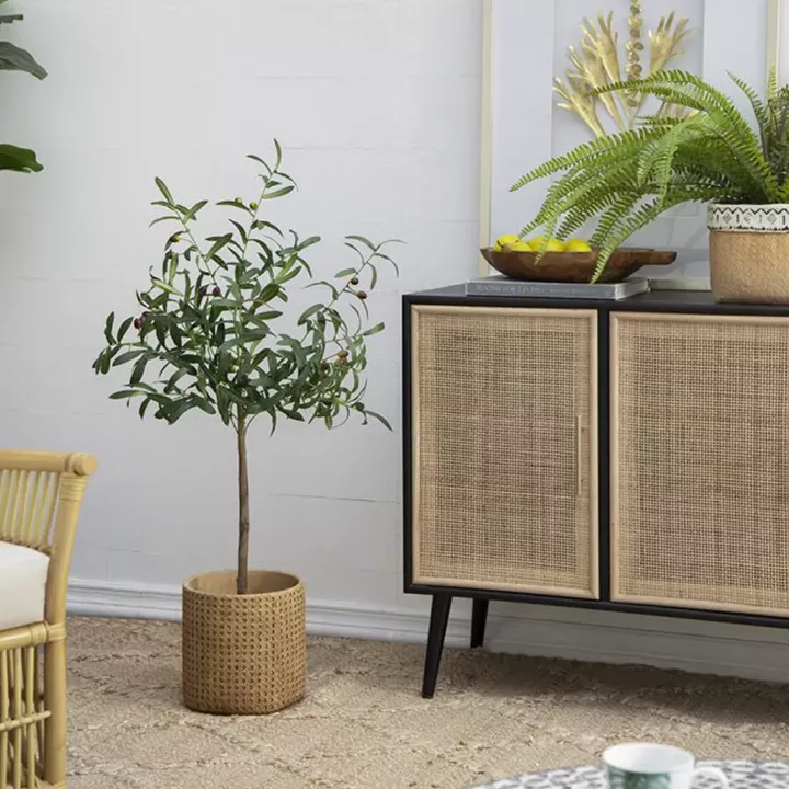 Artekko Olive Πλαστική Τεχνητή Ελιά σε Μαύρη Γλάστρα (44x40x108)cm