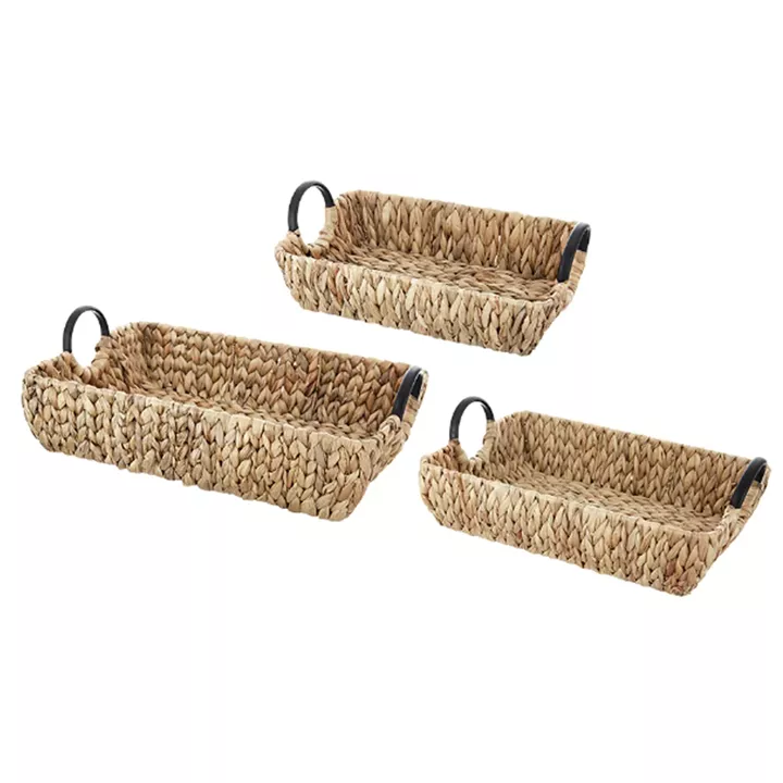 Artekko Hyacinth Διακοσμητικοί Δίσκοι Καλάθια από Υάκινθο Νερού σε Φυσική Απόχρωση (49x4x49)cm 3pcs