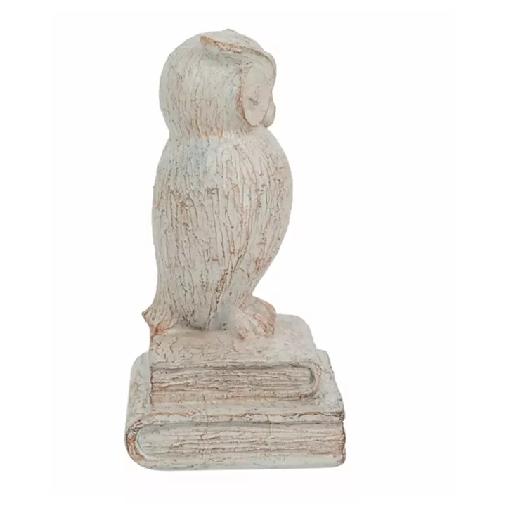 Artekko Owl Bookends Βιβλιοστάτες Ρητίνης με Κουκουβάγιες σε Λευκή Πατίνα (12x10x18)cm 2pcs