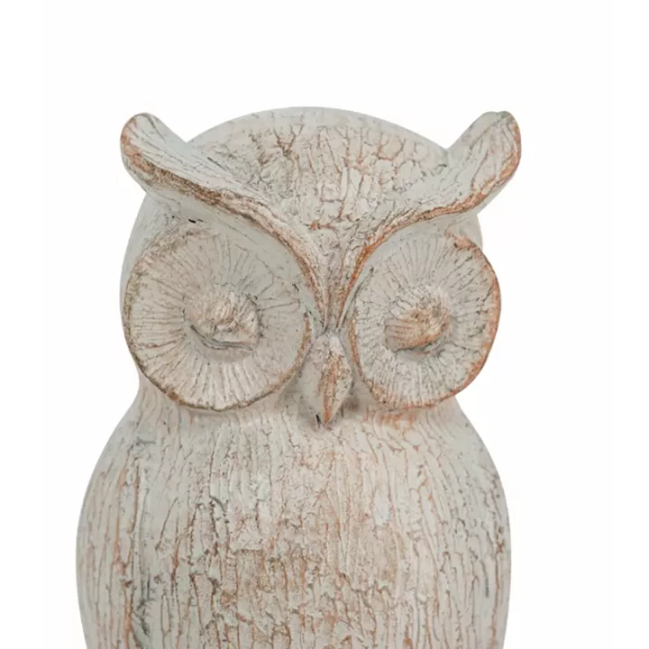 Artekko Owl Bookends Βιβλιοστάτες Ρητίνης με Κουκουβάγιες σε Λευκή Πατίνα (12x10x18)cm 2pcs