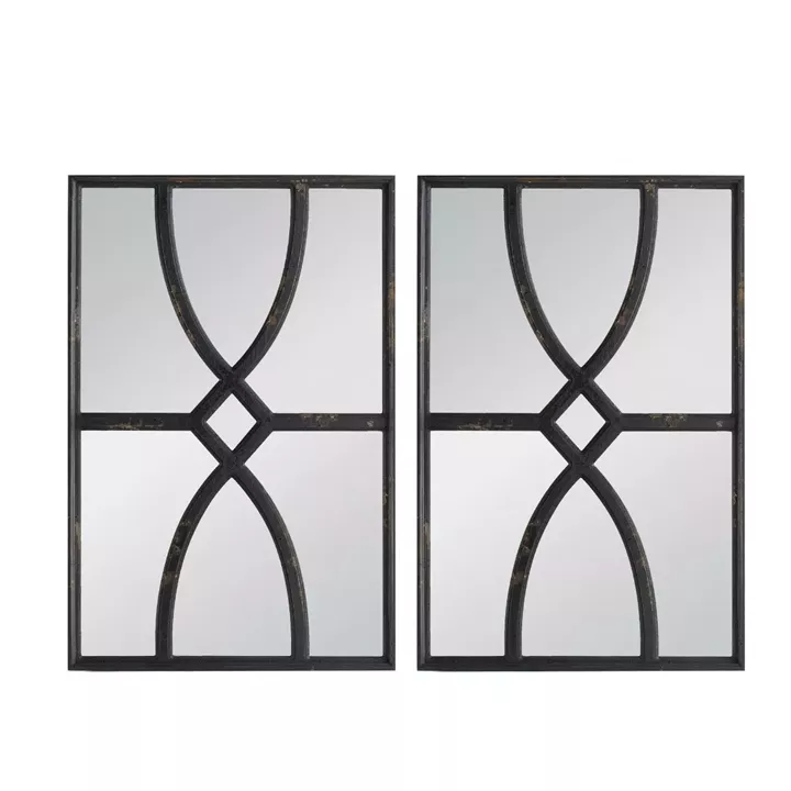 Artekko Mirror Μαύροι Ξύλινοι Καθρέφτες Τοίχου (40x3x60)cm 2pcs
