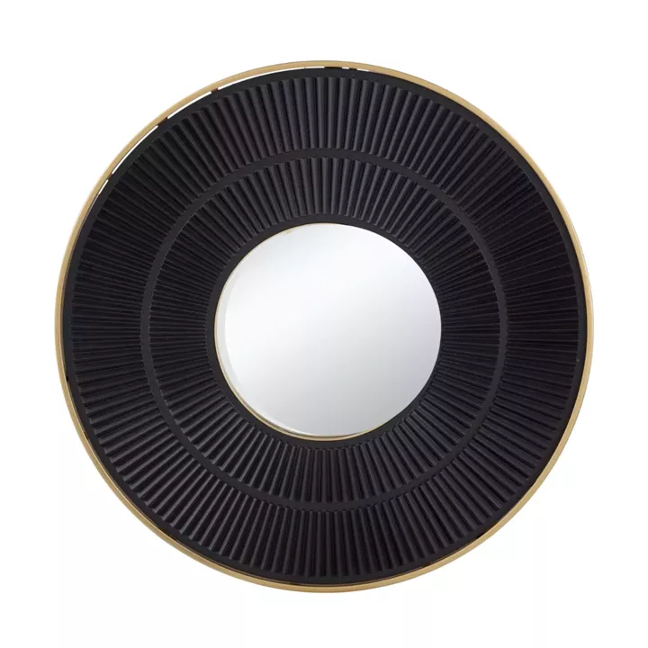 Artekko Carved Μαύρος MDF Καθρέφτης Τοίχου (80x3x80)cm