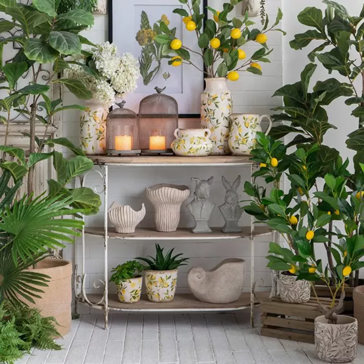 Artekko Cement Μπεζ Τσιμεντένιο Διακοσμητικό Δοχείο Κασπώ (19x18.5x14)cm