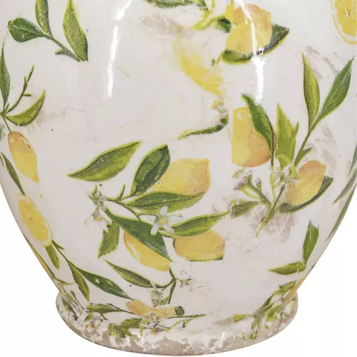 Artekko Lemon Λευκό Κεραμικό Βάζο με Λεμόνια (22x17x17)cm