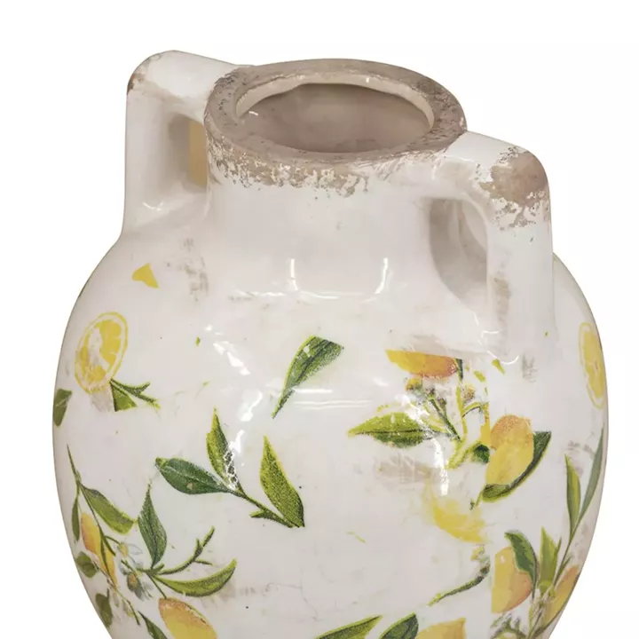 Artekko Lemon Λευκό Κεραμικό Βάζο με Λεμόνια (22x17x17)cm