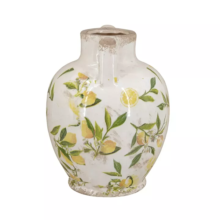 Artekko Lemon Λευκό Κεραμικό Βάζο με Λεμόνια (22x17x17)cm
