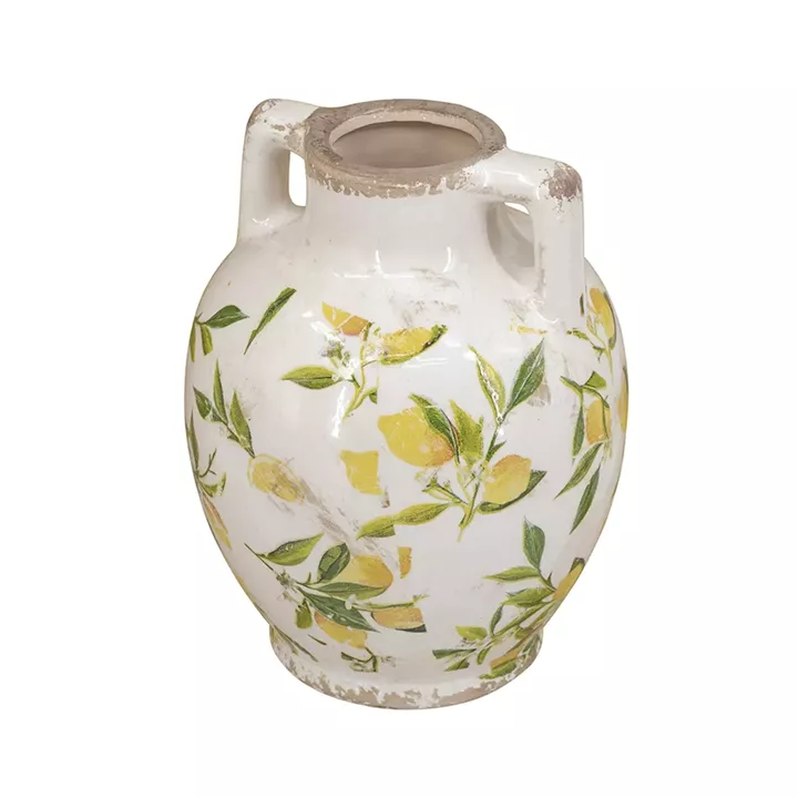 Artekko Lemon Λευκό Κεραμικό Βάζο με Λεμόνια (22x17x17)cm
