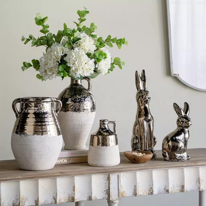 Artekko Candia Animal Μπρονζέ Διακοσμητικός Λαγός από Τερακότα (18x11x29)cm