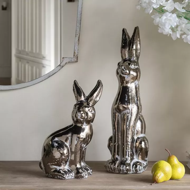 Artekko Candia Animal Μπρονζέ Διακοσμητικός Λαγός από Τερακότα (18x11x29)cm