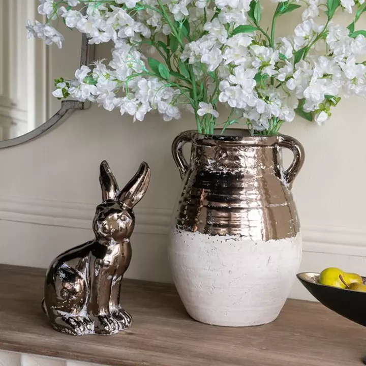 Artekko Candia Animal Μπρονζέ Διακοσμητικός Λαγός από Τερακότα (18x11x29)cm