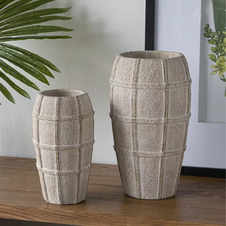 Artekko Cement Μπεζ Τσιμεντένιο Βάζο (18x18x30.5)cm