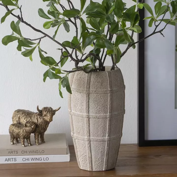 Artekko Cement Μπεζ Τσιμεντένιο Βάζο (18x18x30.5)cm