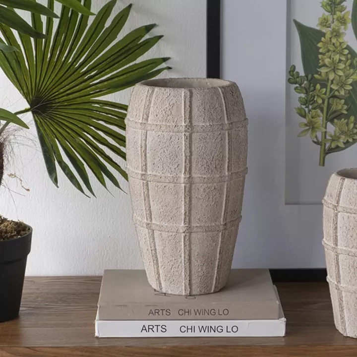 Artekko Cement Μπεζ Τσιμεντένιο Βάζο (18x18x30.5)cm