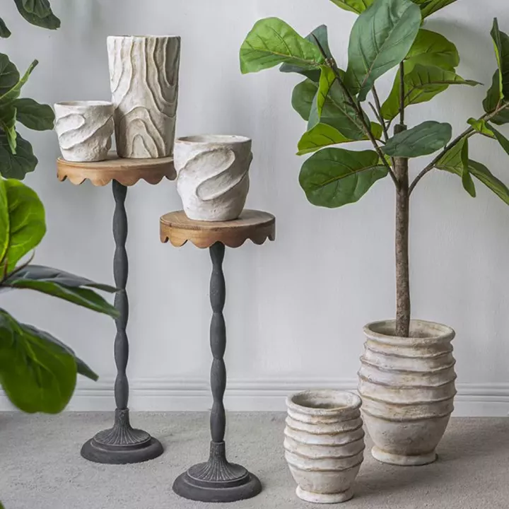 Artekko Cement Μπεζ Τσιμεντένιο Βάζο (18x18x23)cm