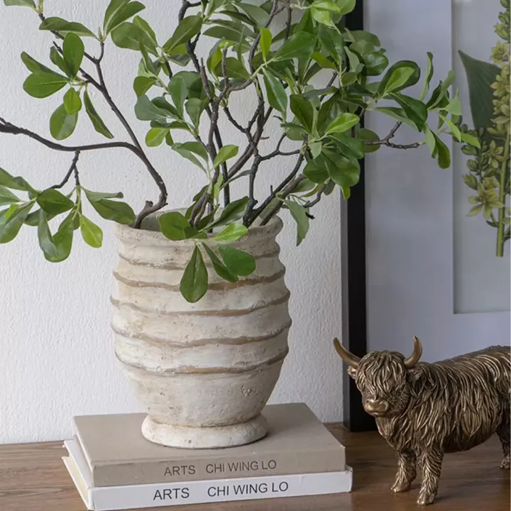 Artekko Cement Μπεζ Τσιμεντένιο Βάζο (18x18x23)cm