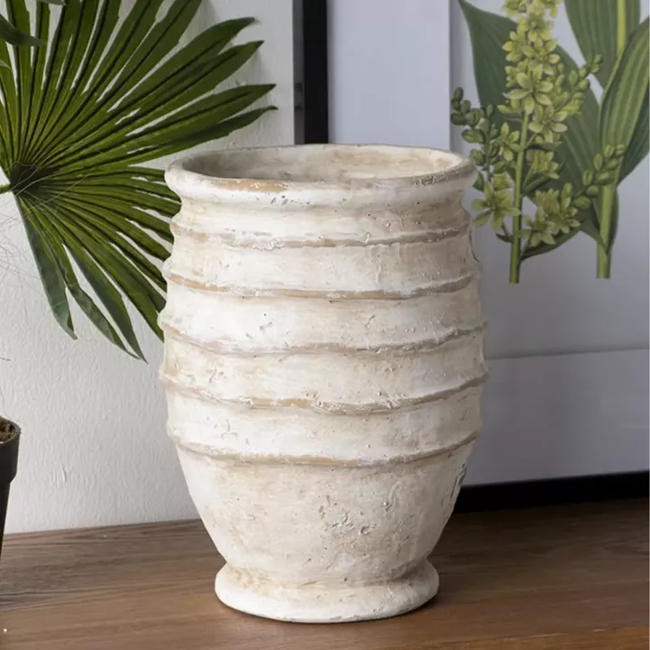 Artekko Cement Μπεζ Τσιμεντένιο Βάζο (24x24x33)cm