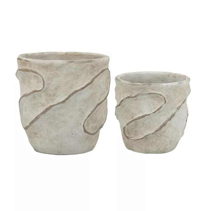 Artekko Cement Μπεζ Τσιμεντένια Κασπώ (18x18x18)cm 2pcs