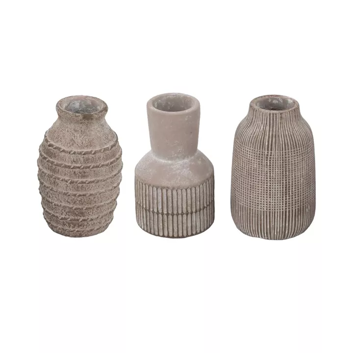 Artekko Cement Καφέ Τσιμεντένια Βάζα (9.5x9.5x15)cm 3pcs