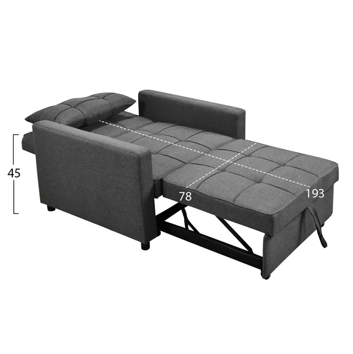 ΠΟΛΥΘΡΟΝΑ-ΚΡΕΒΑΤΙ MERO HM3306.01 ΓΚΡΙ ΥΦΑΣΜΑ 98x85x88Υεκ.