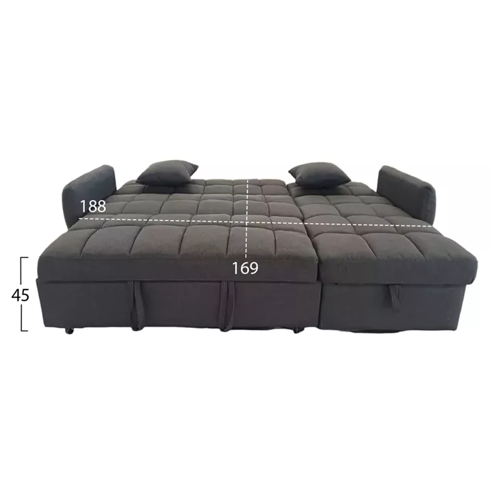 CORNER SOFABED REVERSIBLE NEZU HM3294.01 GREY FABRIC 213x145x83Hcm.