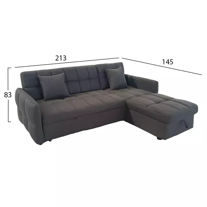 CORNER SOFABED REVERSIBLE NEZU HM3294.01 GREY FABRIC 213x145x83Hcm.