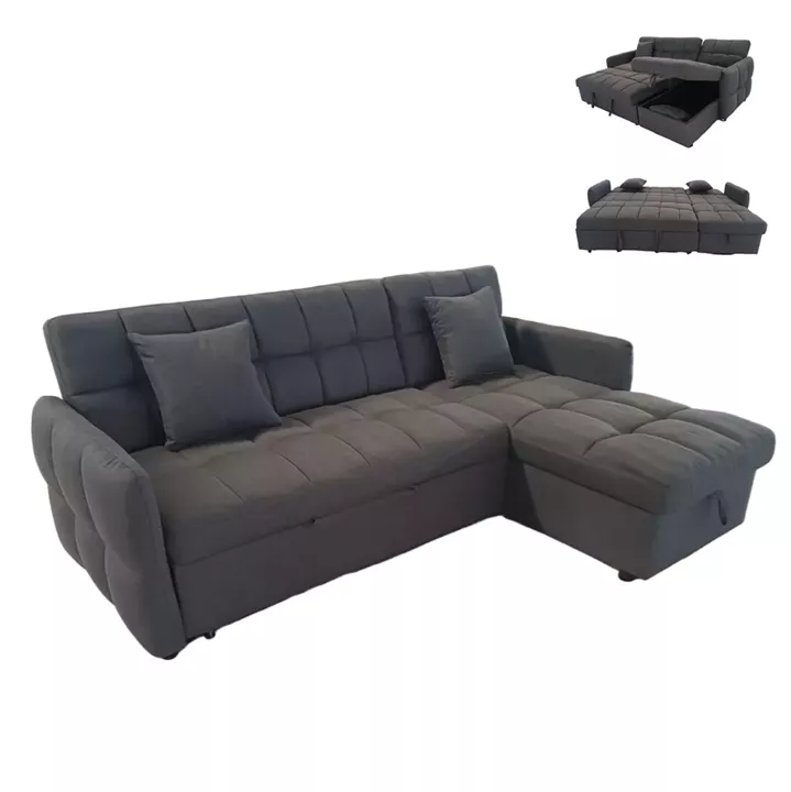 CORNER SOFABED REVERSIBLE NEZU HM3294.01 GREY FABRIC 213x145x83Hcm.