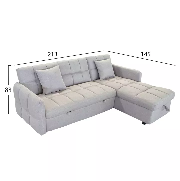 CORNER SOFABED REVERSIBLE NEZU HM3294.02 BEIGE FABRIC 213x145x83Hcm.