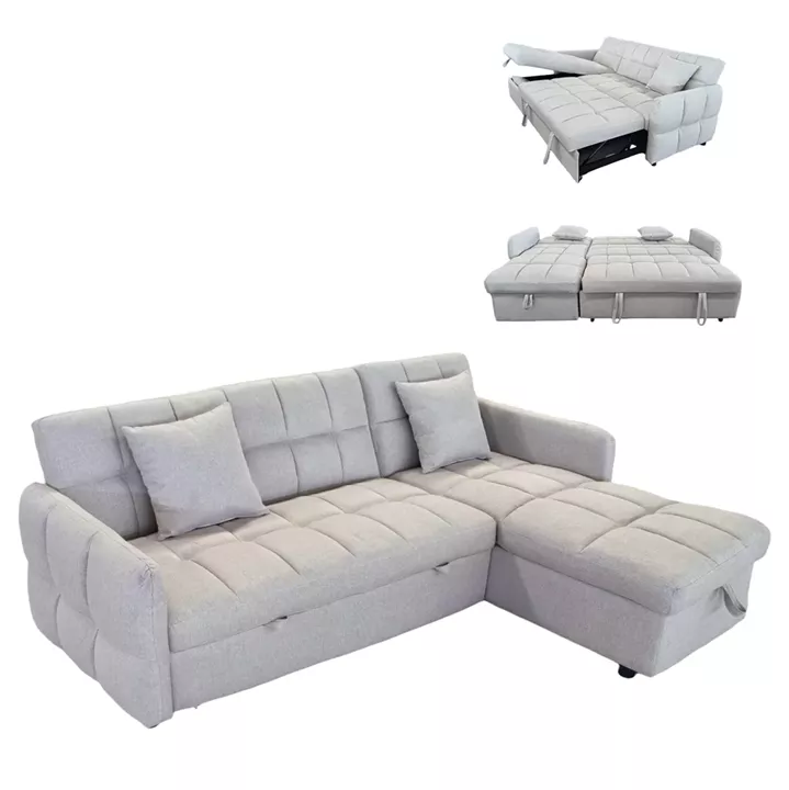 CORNER SOFABED REVERSIBLE NEZU HM3294.02 BEIGE FABRIC 213x145x83Hcm.