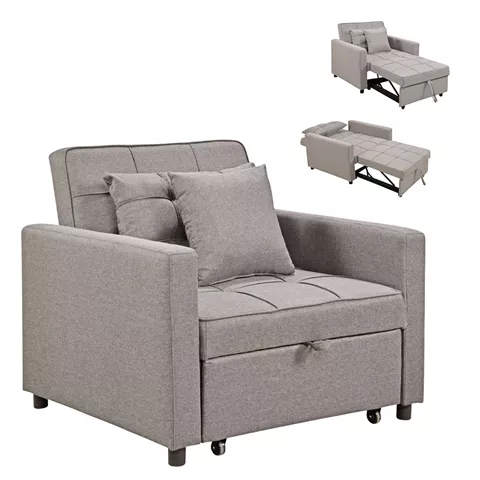 ΠΟΛΥΘΡΟΝΑ-ΚΡΕΒΑΤΙ MERO HM3306.03 ΜΠΕΖ ΥΦΑΣΜΑ 98x85x88Υεκ.