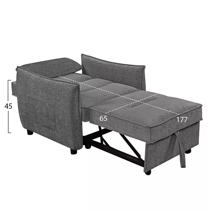 ARMCHAIR-BED ORYN HM3307.01 GREY FABRIC 89x85x84Hcm.