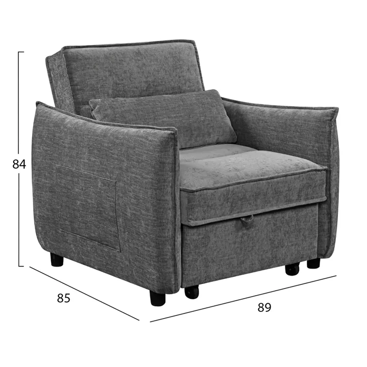 ARMCHAIR-BED ORYN HM3307.01 GREY FABRIC 89x85x84Hcm.