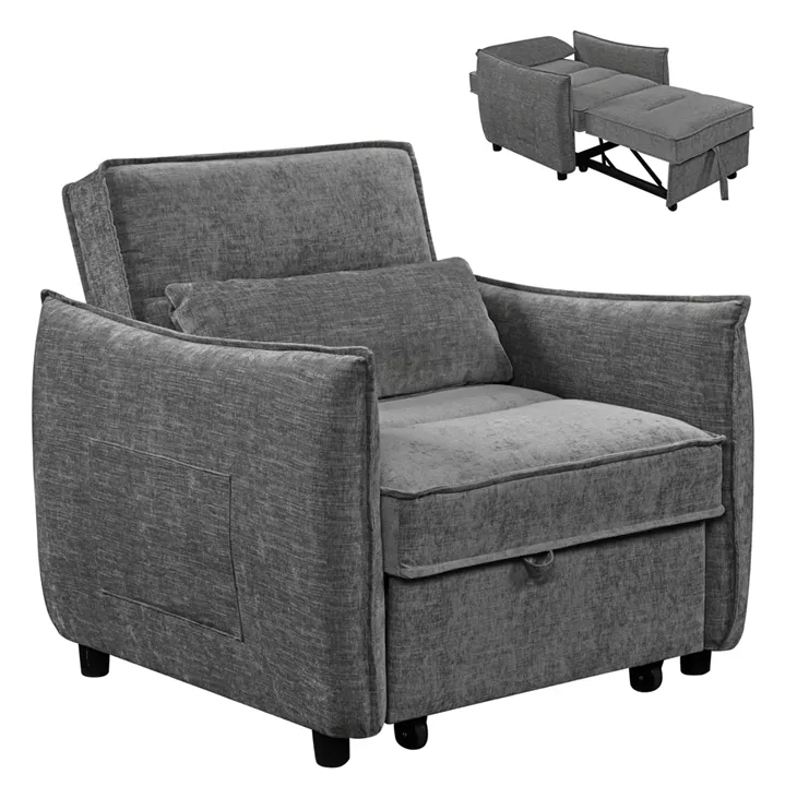 ARMCHAIR-BED ORYN HM3307.01 GREY FABRIC 89x85x84Hcm.