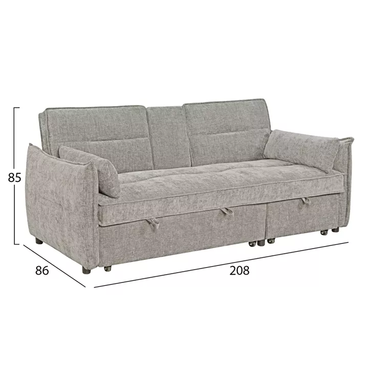 SOFABED 2-SEATER VELAR HM3305.03 BEIGE FABRIC 208x86x85Hcm.