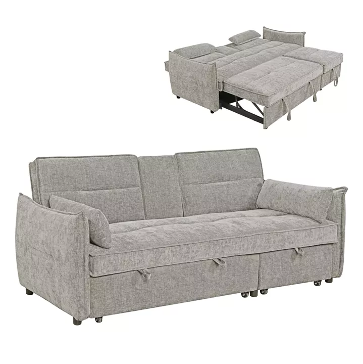 SOFABED 2-SEATER VELAR HM3305.03 BEIGE FABRIC 208x86x85Hcm.