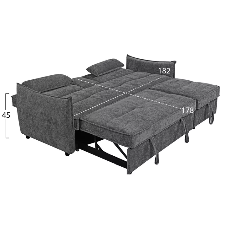 SOFABED 2-SEATER VELAR HM3305.01 GREY FABRIC 208x86x85Hcm.