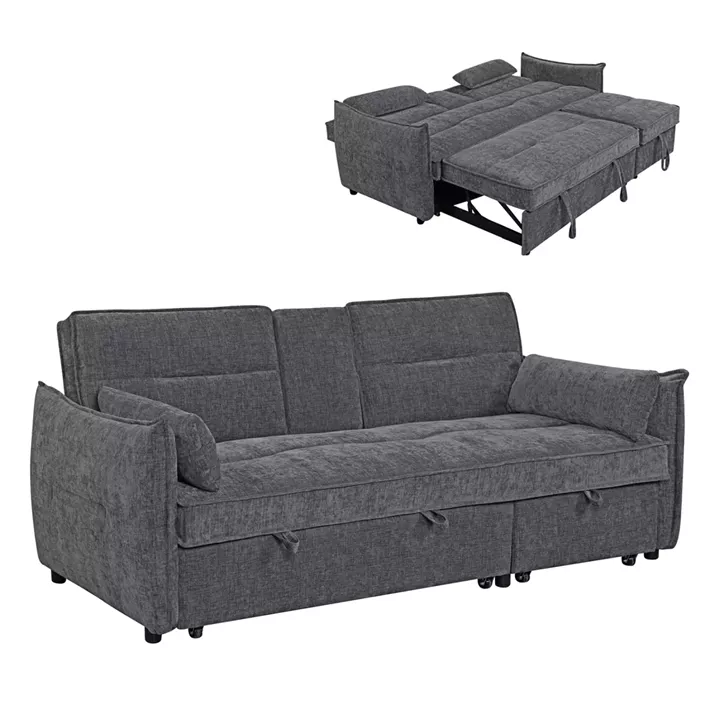 SOFABED 2-SEATER VELAR HM3305.01 GREY FABRIC 208x86x85Hcm.
