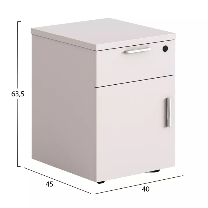 SHORT CABINET WITH DRAWER STORTEC HM18287 MELAMINE IN CREAM WHITE 40x45x63.5Hcm.