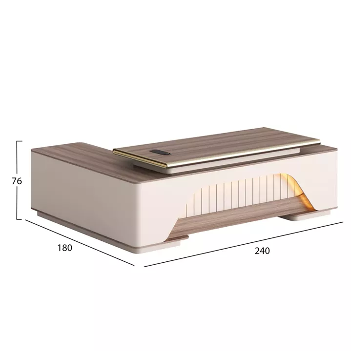 ΓΡΑΦΕΙΟ ΔΕΞΙΑ ΓΩΝΙΑ ΣΕΙΡΑ SUPERON HM2137R ΜΕΛΑΜΙΝΗ ΜΠΕΖ--LED ΦΩΤΙΣΜΟΣ 240x180x76Υεκ.