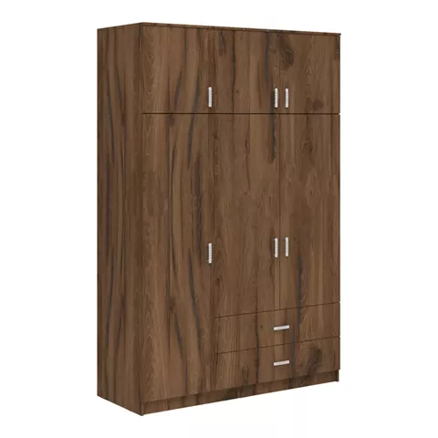 Ντουλάπα τρίφυλλη με συρτάρια Royal pakoworld καρυδι-oak 150x58x230εκ